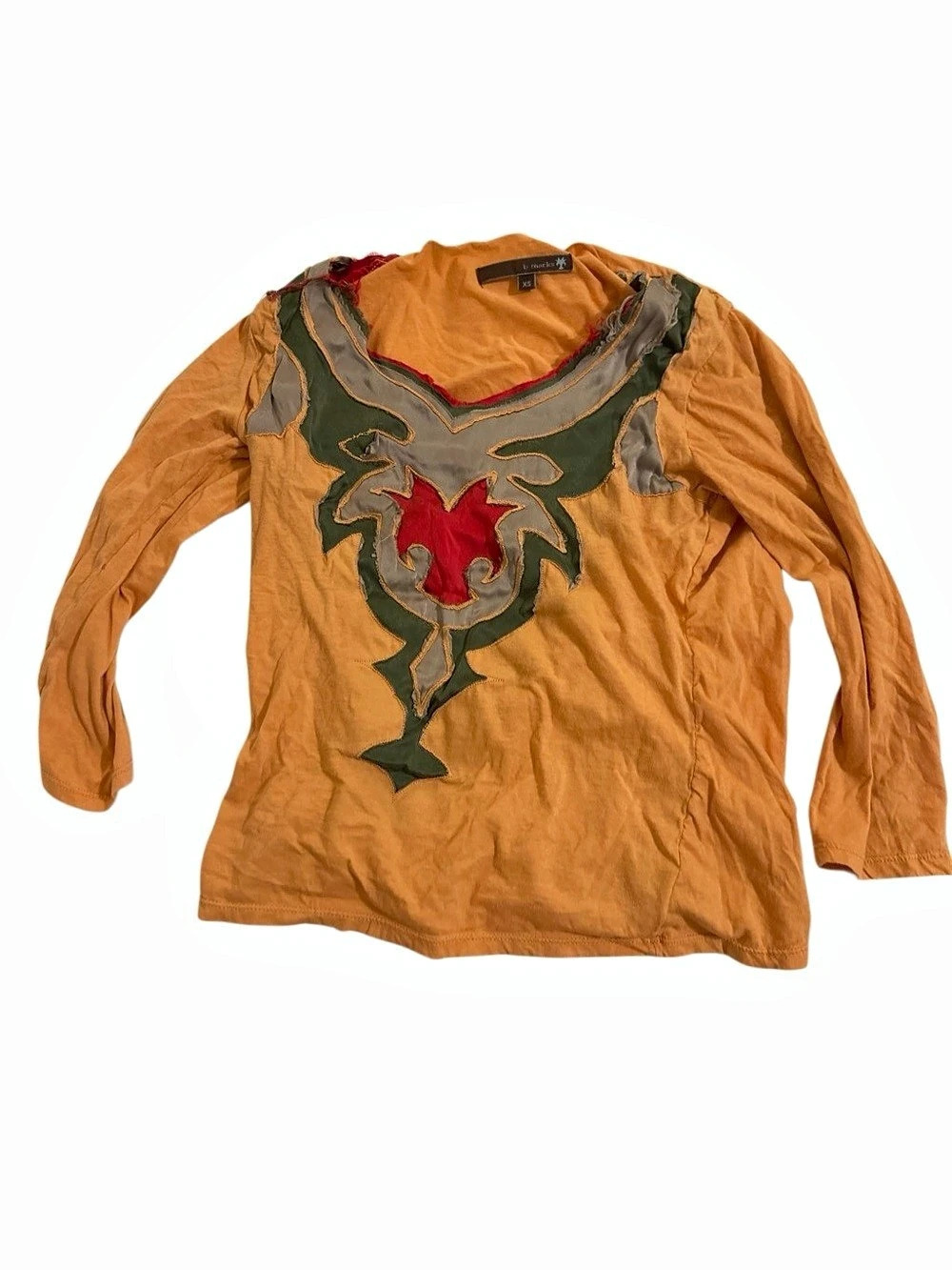 b marks Abstract Long Sleeve Top Orange XS